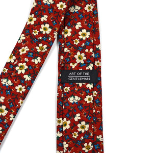 Floral Ruby Blooms Tie Set Traditional