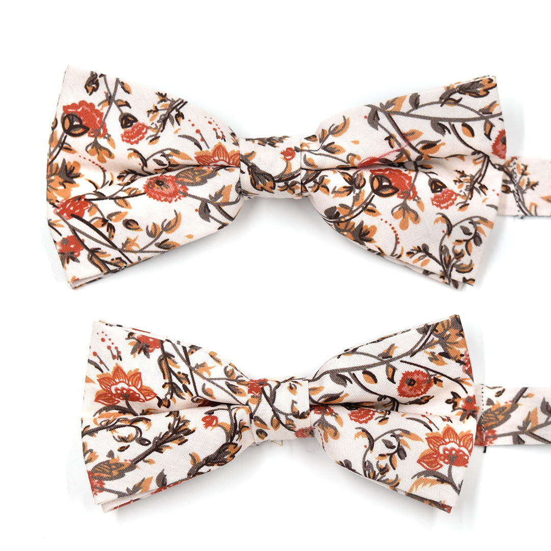 Floral Rust Blooms Pre Tied Bow Tie