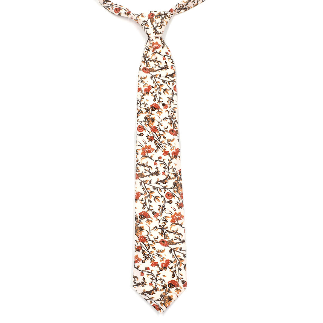 Kids Floral Rust Blooms Pre Tied Tie