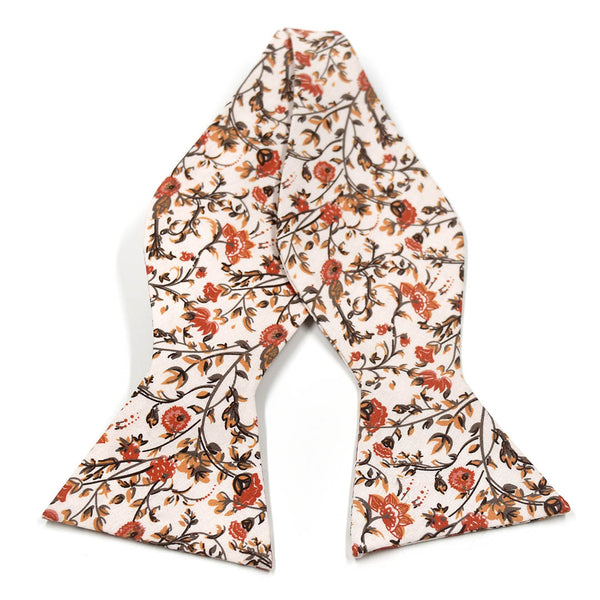 Floral Rust Blooms Self Tie Bow Tie