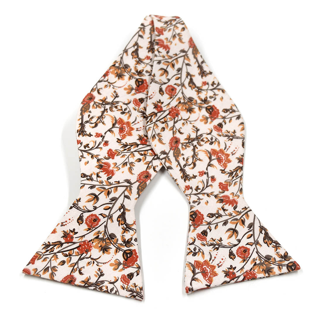 Floral Rust Blooms Self Tie Bow Tie