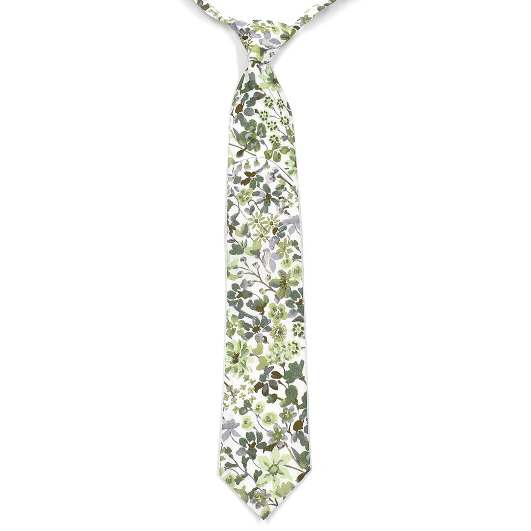 Kids Floral Sage Green Pre Tied Tie