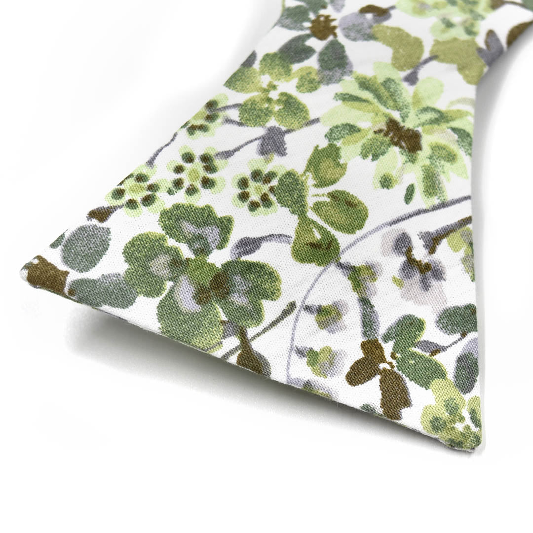 Detail close up Floral Sage Green Cotton Fabric