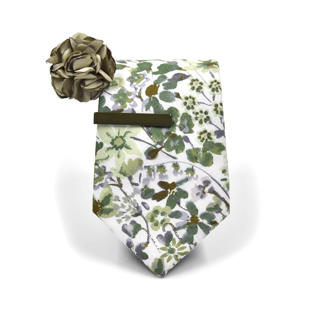 Floral Sage Green Tie Set
