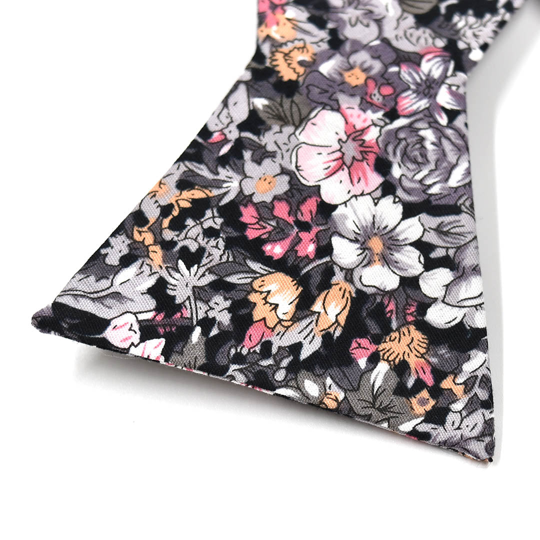 Floral Black Self Tie Bow Ties