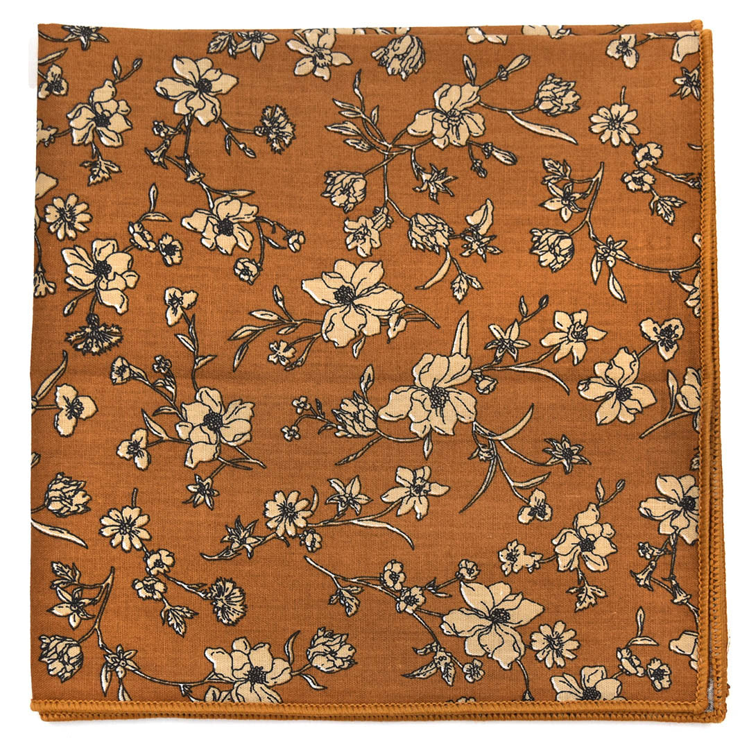 Floral Brown Pocket Square