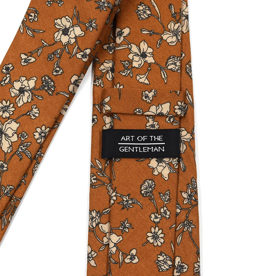 Floral brown tie