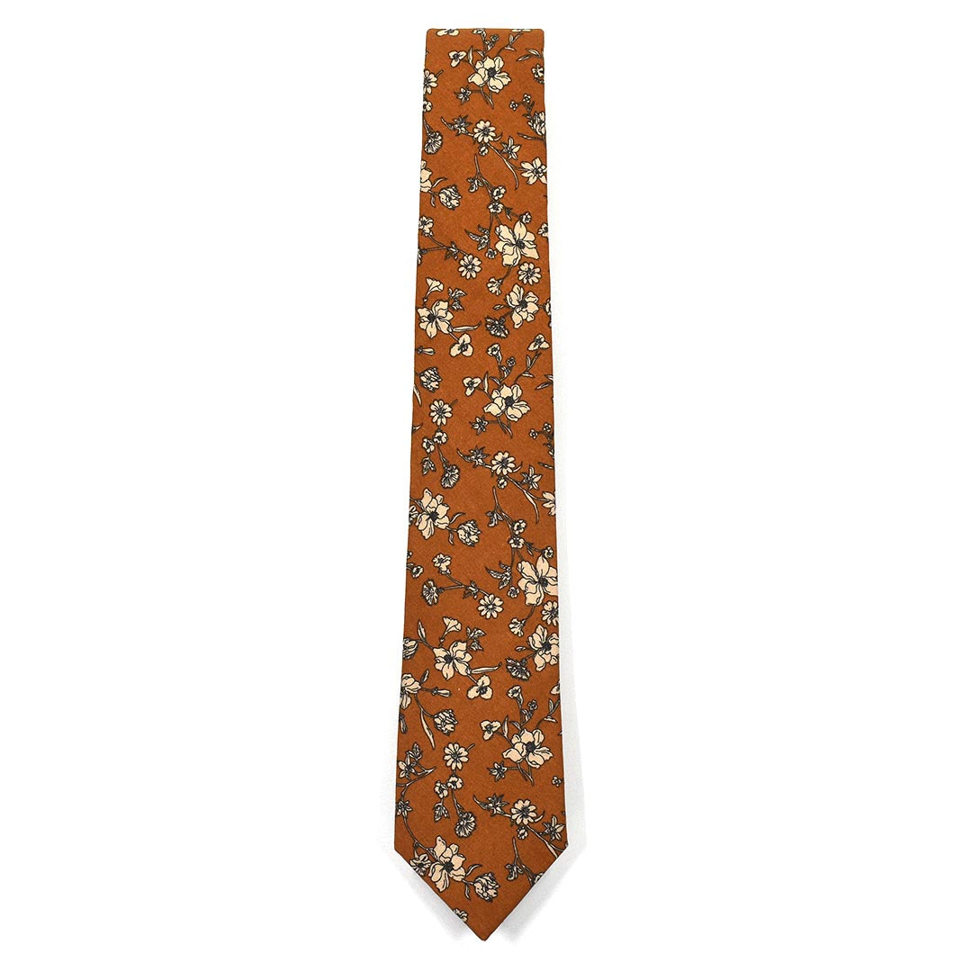 Floral brown tie