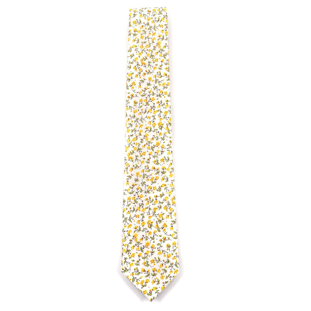 Floral marigold yellow tie