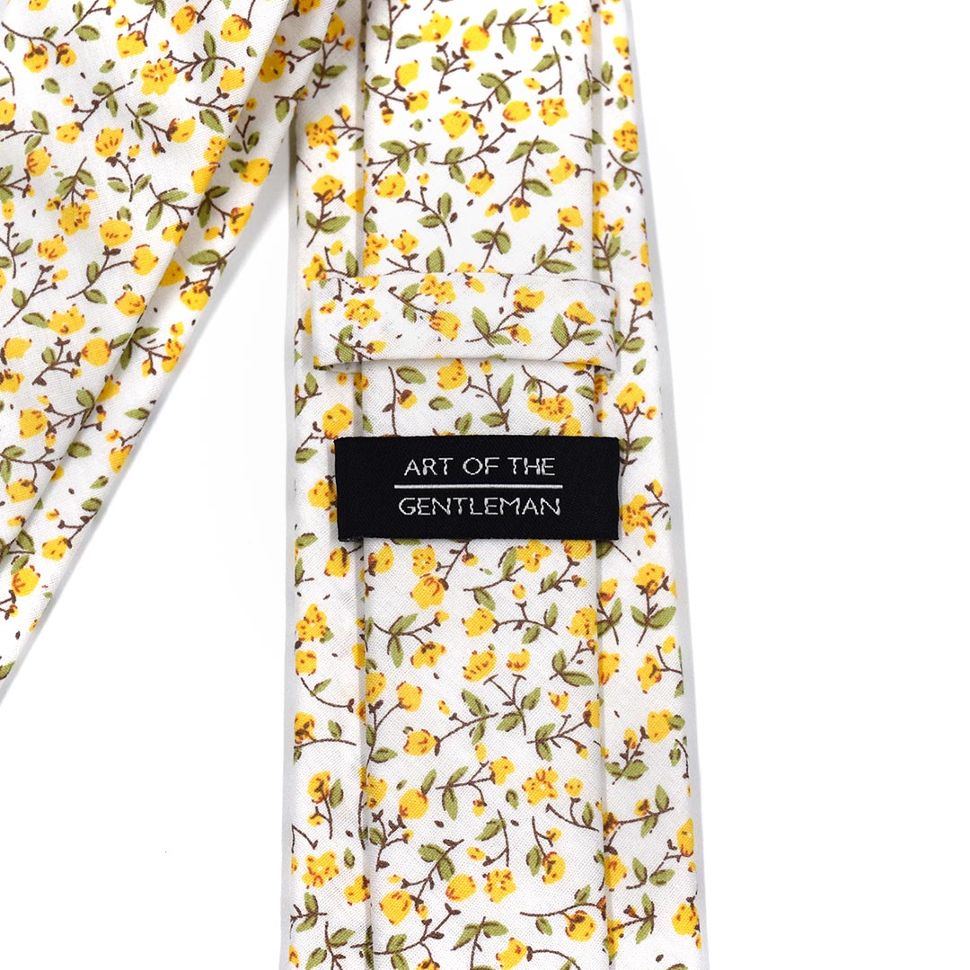Floral marigold yellow tie