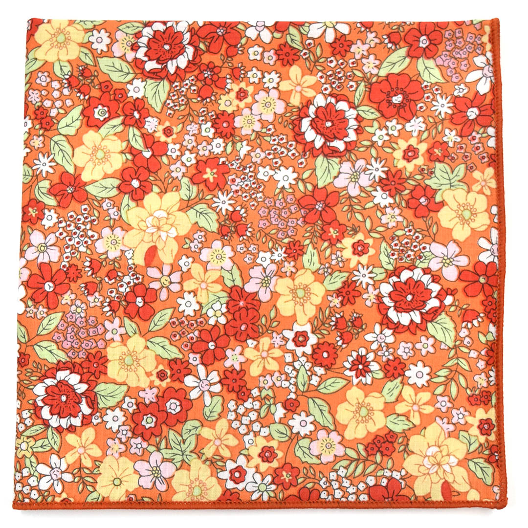 Floral Orange Blooms Pocket Square