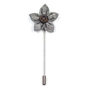 gray floral lapel pin