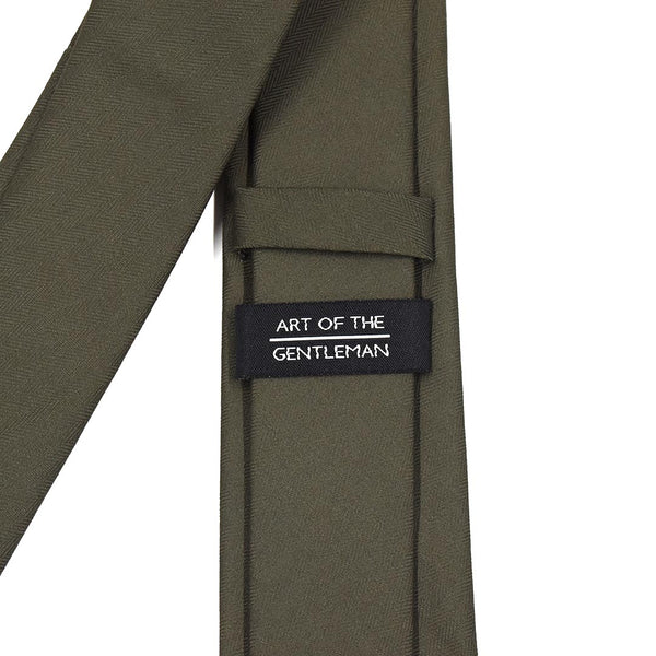 Herringbone Olive Tie - Art of The Gentleman