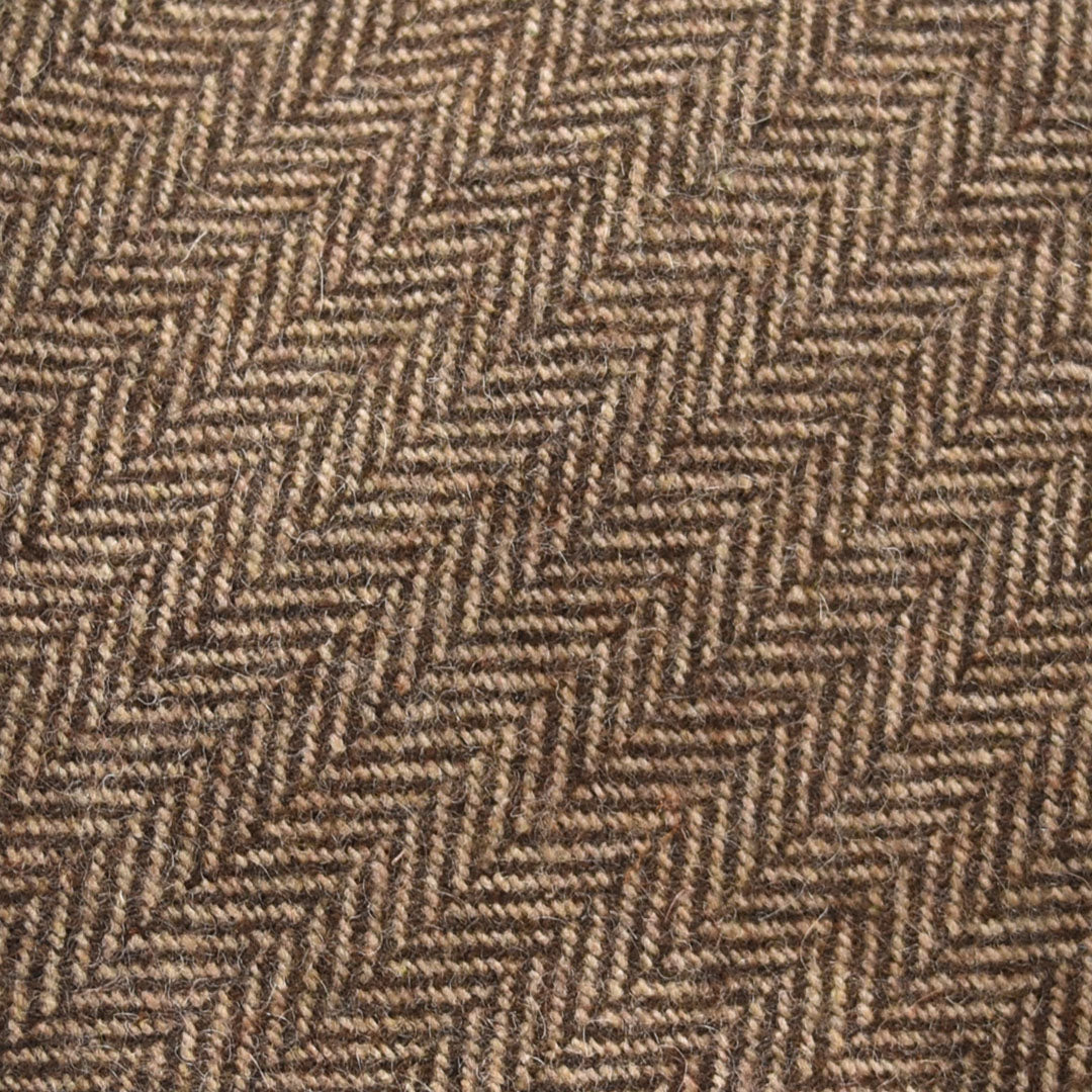 Close-up of brown herringbone patterned fabric
