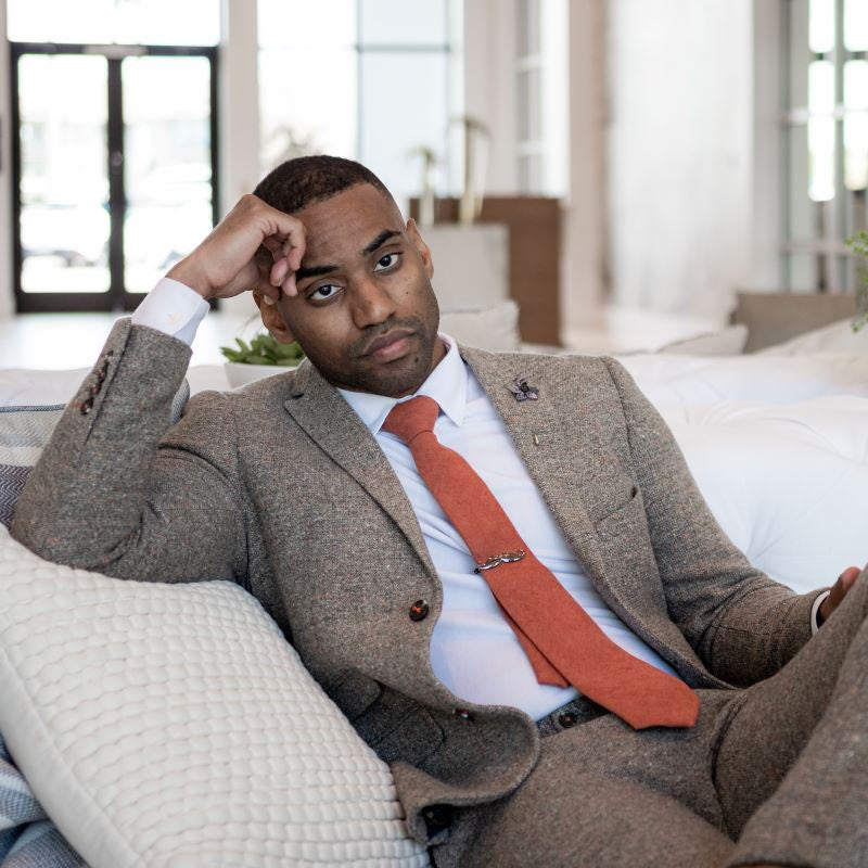 Microsuede Burnt Orange Tie Set