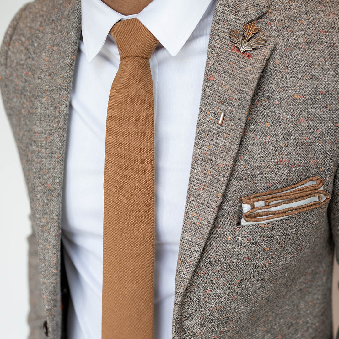 Kids pre tied solid brown kids tie