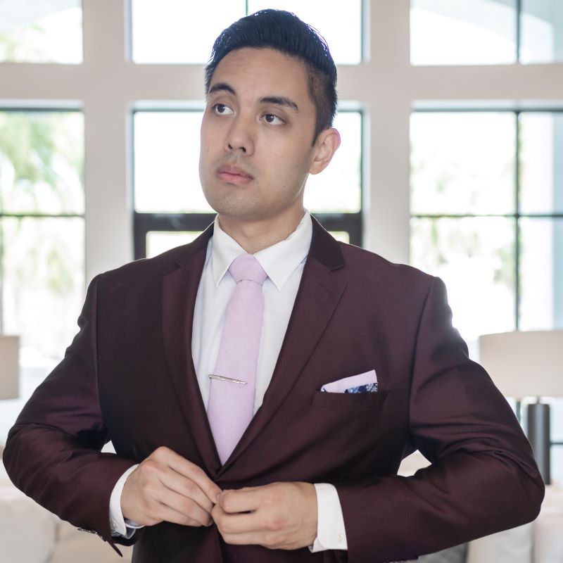 Microsuede Lavender Tie Set Skinny