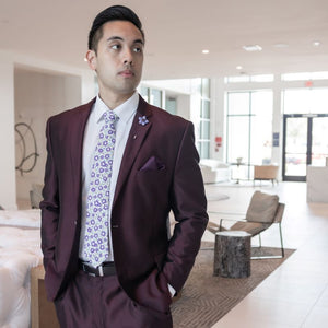 Floral White Lavender Tie Set