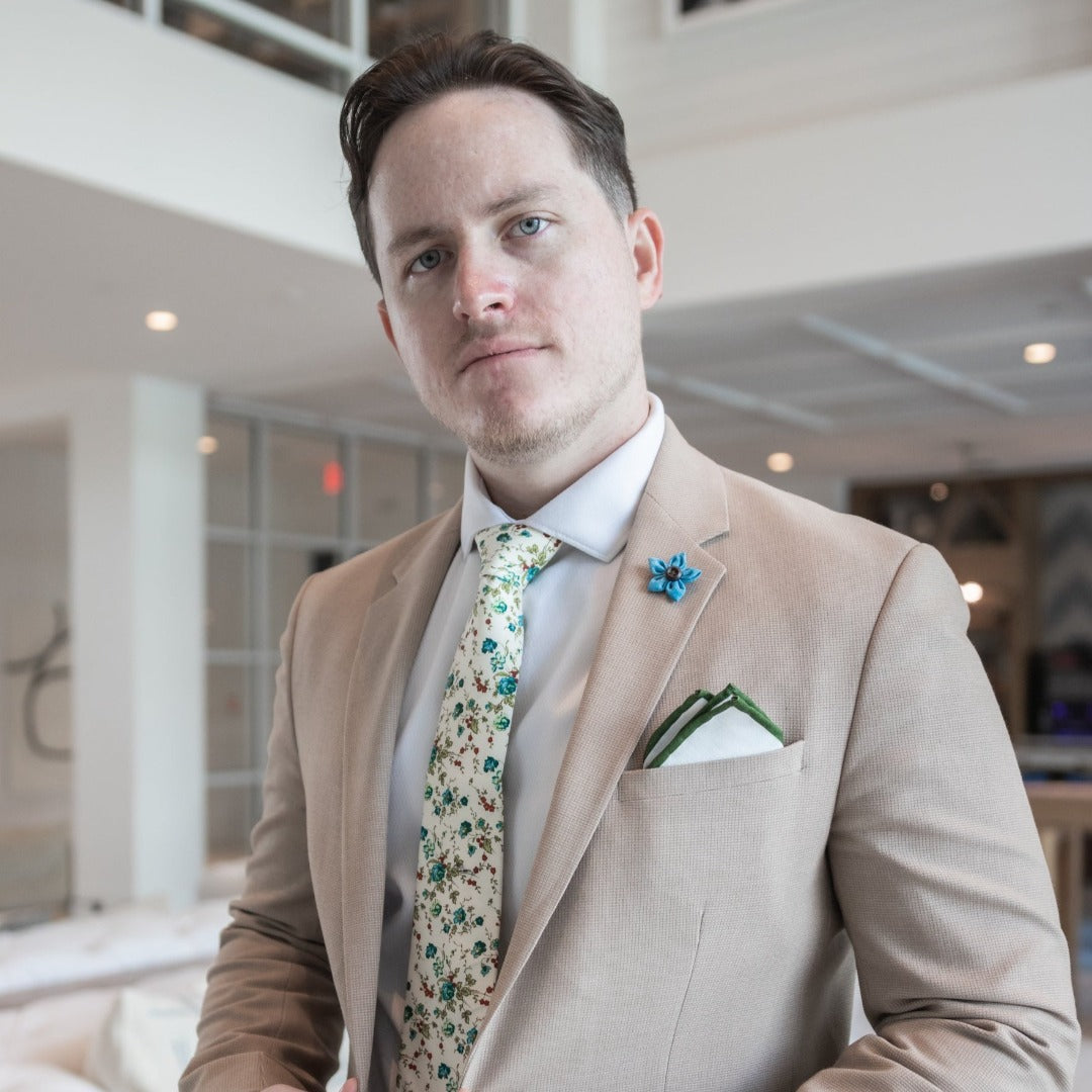 Floral Sage Cream Tie