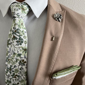 Gentleman wearing a dusty floral sage green tie