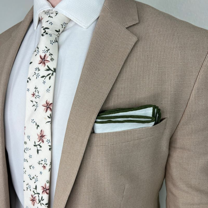 Kids Floral Desert Cream Pre Tied Tie