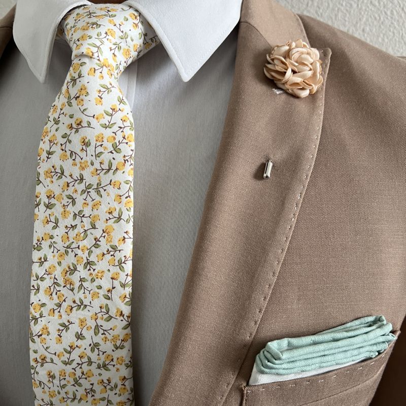 Kids Floral Marigold Yellow Pre Tied Tie