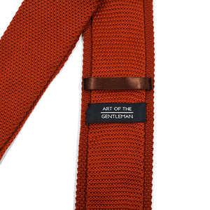 Knitted Sienna Orange Tie with Art of The Gentleman Label