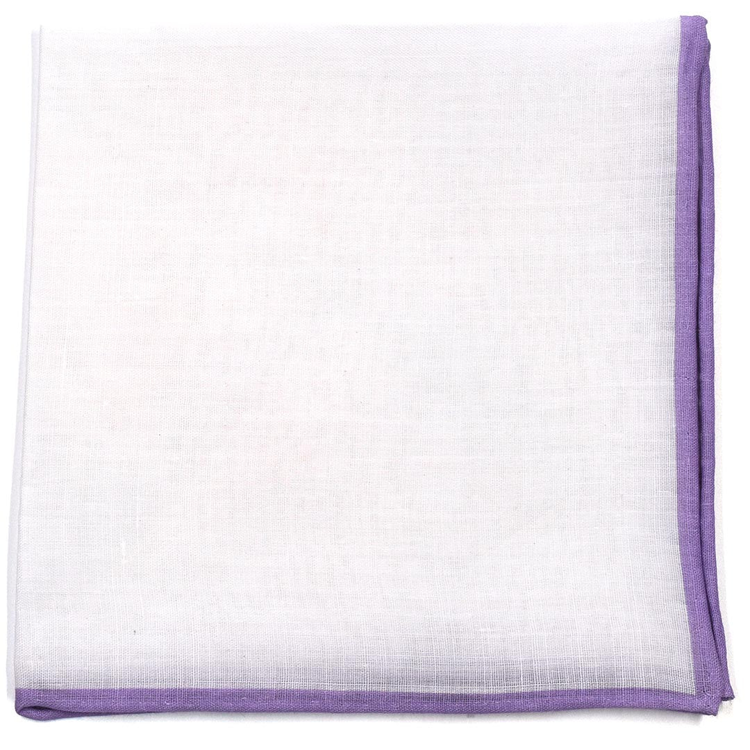 Lavender Border Linen pocket square, folded