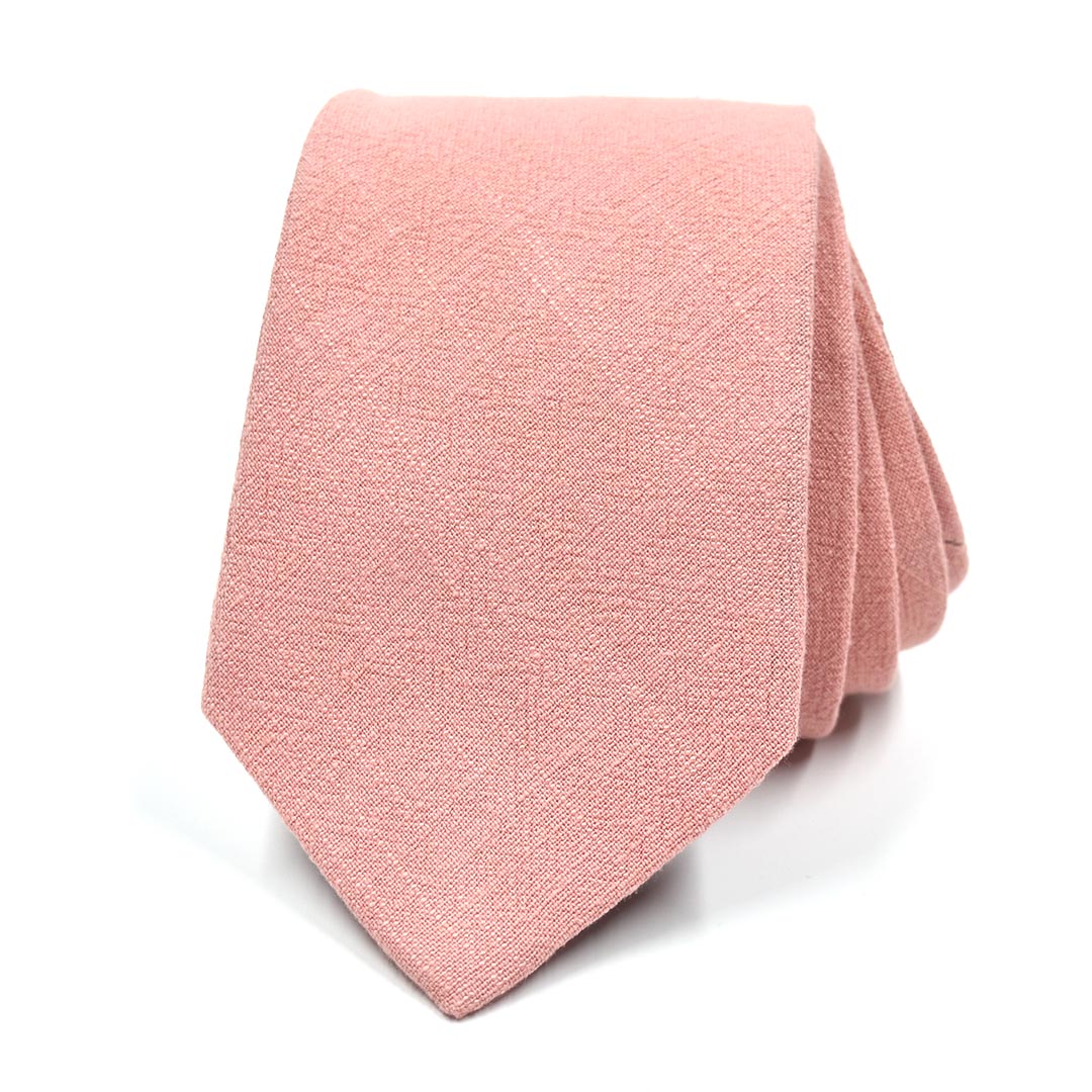 Linen Blush Pink Tie on White Background
