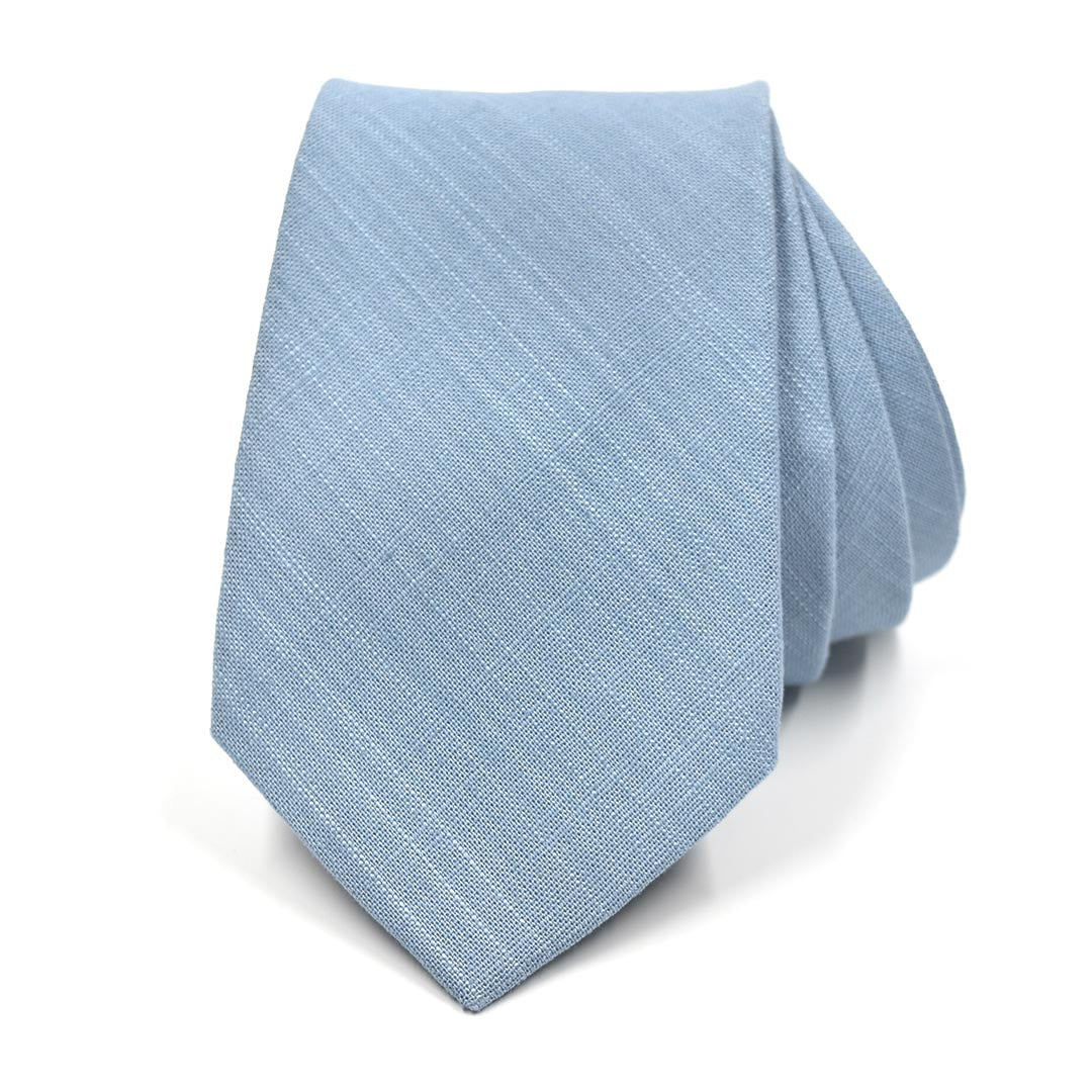 Light blue tie on a white background