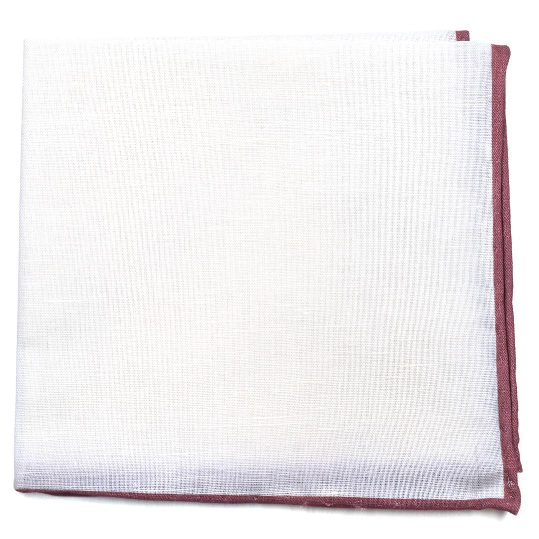 Mauve Chianti Border Linen pocket square, folded