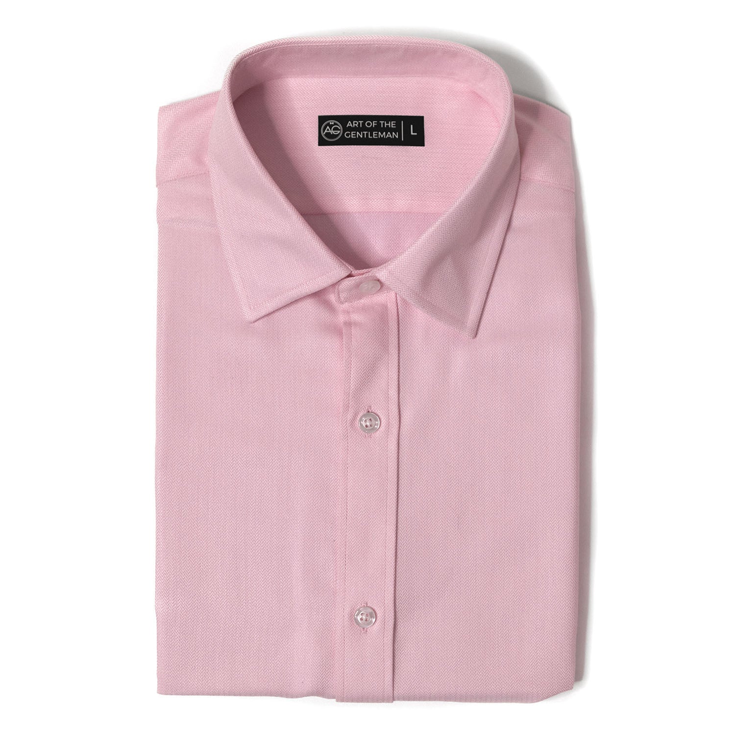 Herringbone Light Pink Non-Iron Dress Shirt M