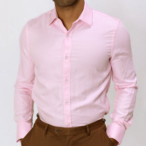 Herringbone Light Pink Non-Iron Dress Shirt front