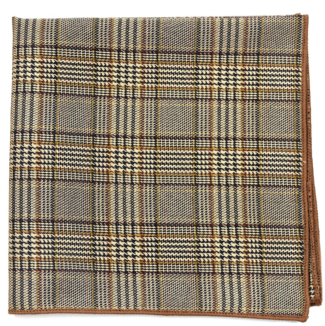 Plaid Checkmate Tan Pocket Square