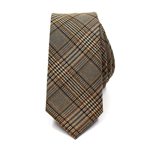 Plaid Checkmate Tan Tie