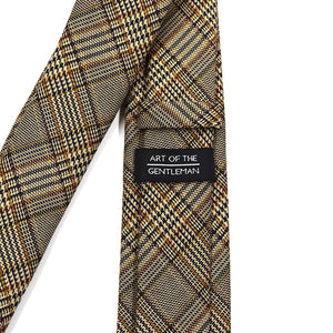 Plaid Checkmate Tan Tie