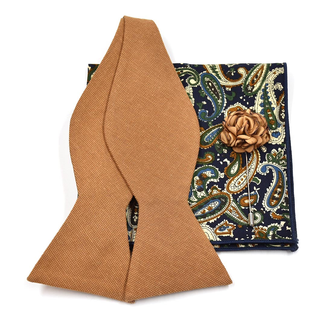 Solid Brown Bow Tie Set