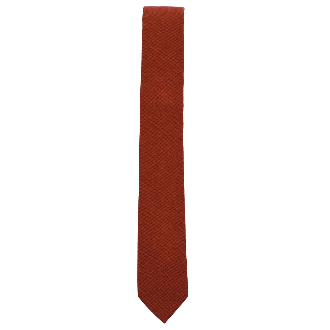 Solid Cinnamon Tie Set on a man wearing a tan suit and White shirt.