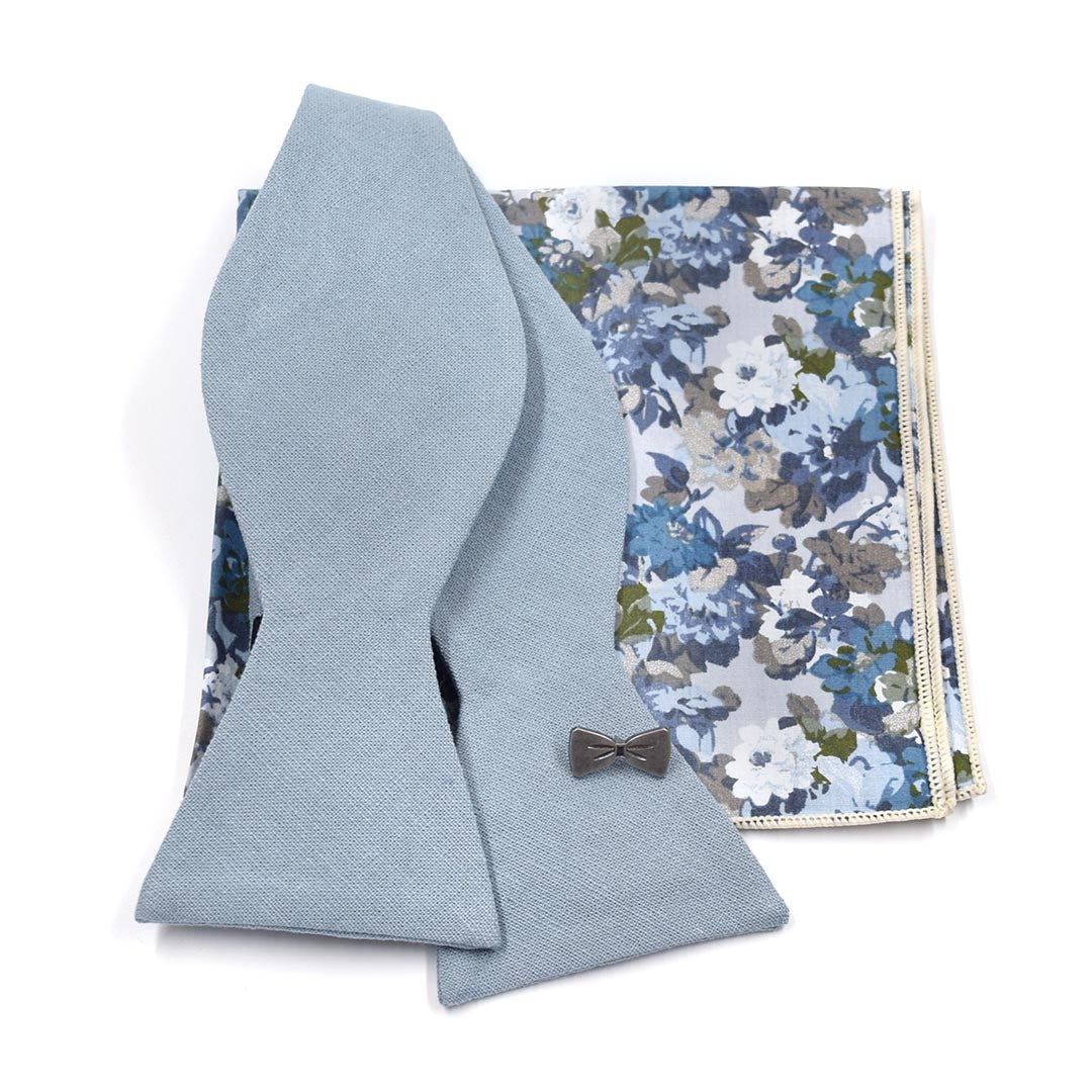 Solid Dusty Blue Bow Tie Set