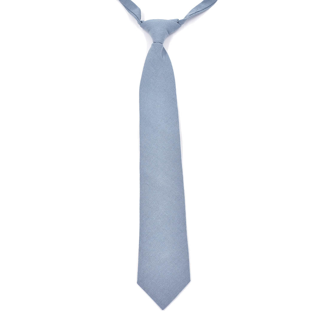 Kids Solid Dusty Blue Pre Tied Tie