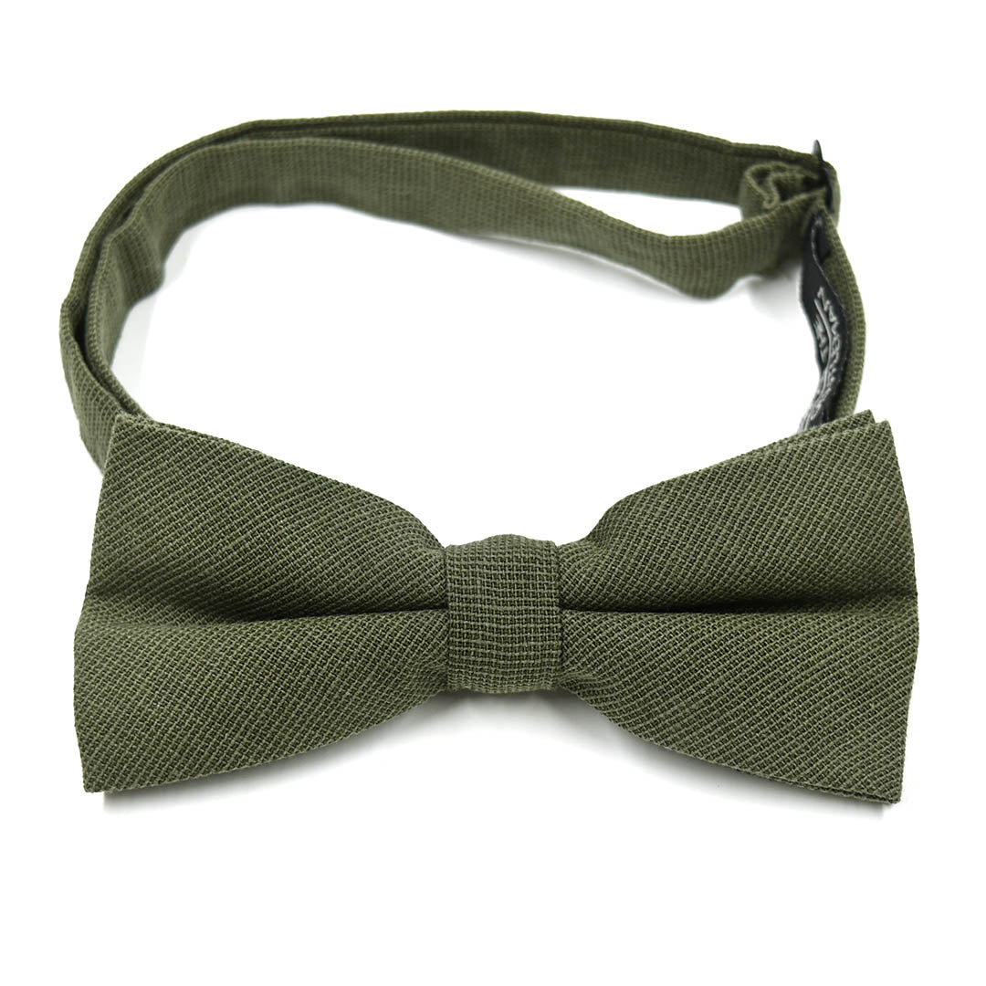 Solid Olive Pre Tied Bow Tie