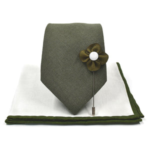 Solid Olive Wedding Tie Set