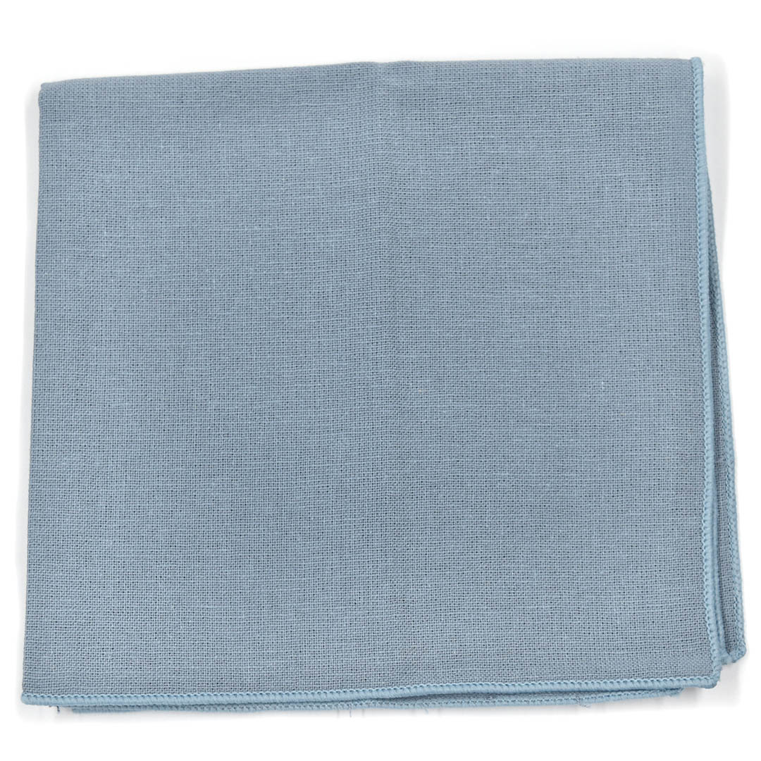 Solid dusty blue pocket square