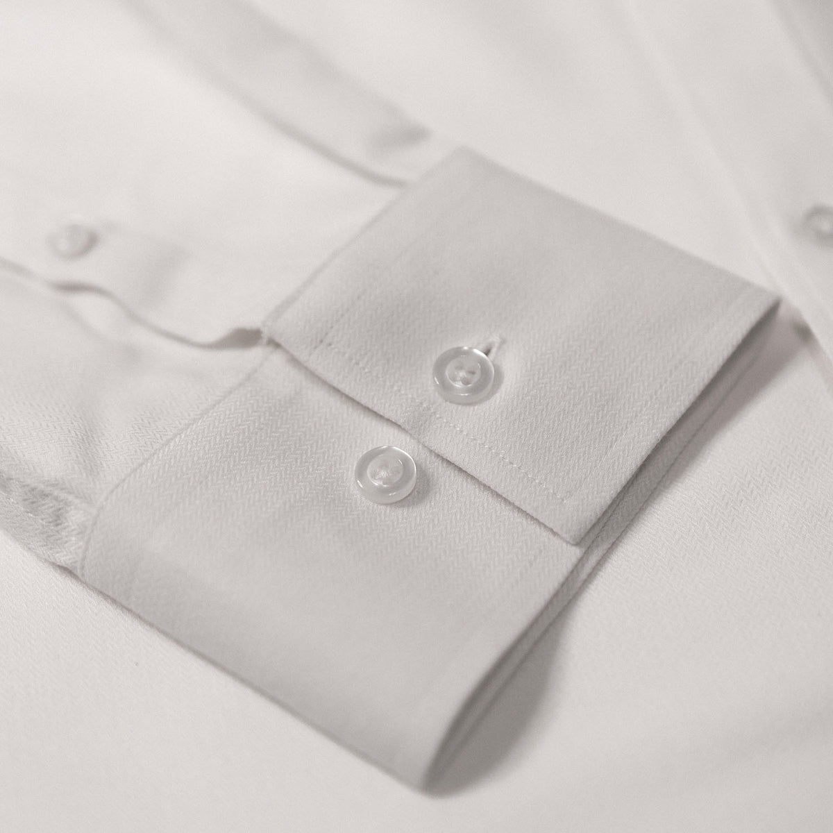 Herringbone White Non-Iron Dress Shirt cuff
