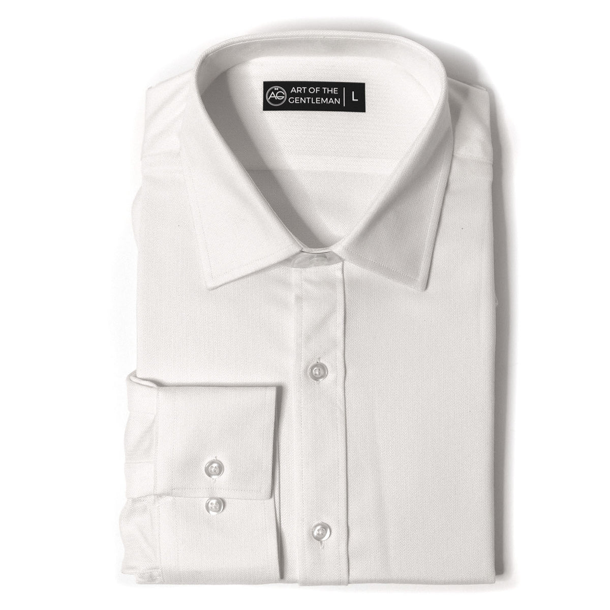 Herringbone White Non-Iron Dress Shirt