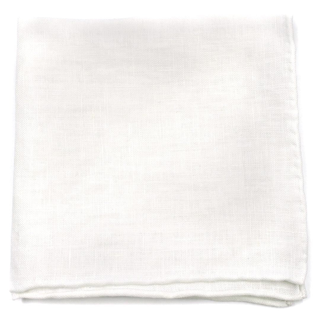 White Linen Border Pocket Square