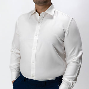Herringbone White Non-Iron Dress Shirt on model front