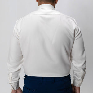 Herringbone White Non-Iron Dress Shirt on model back