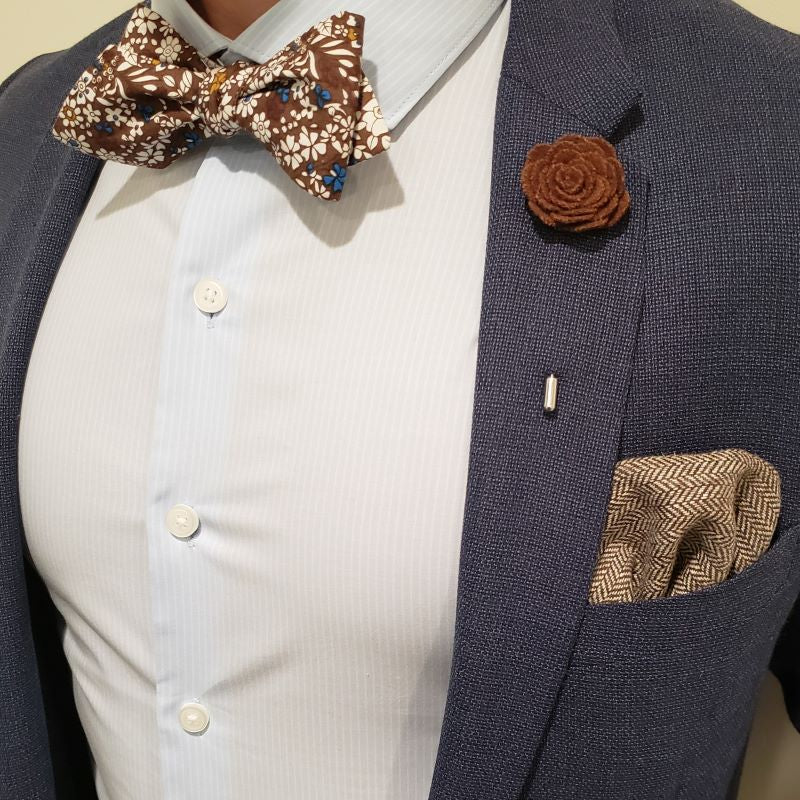 Herringbone Brown Pocket Square