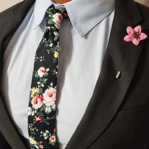 Floral Obsidian Tie